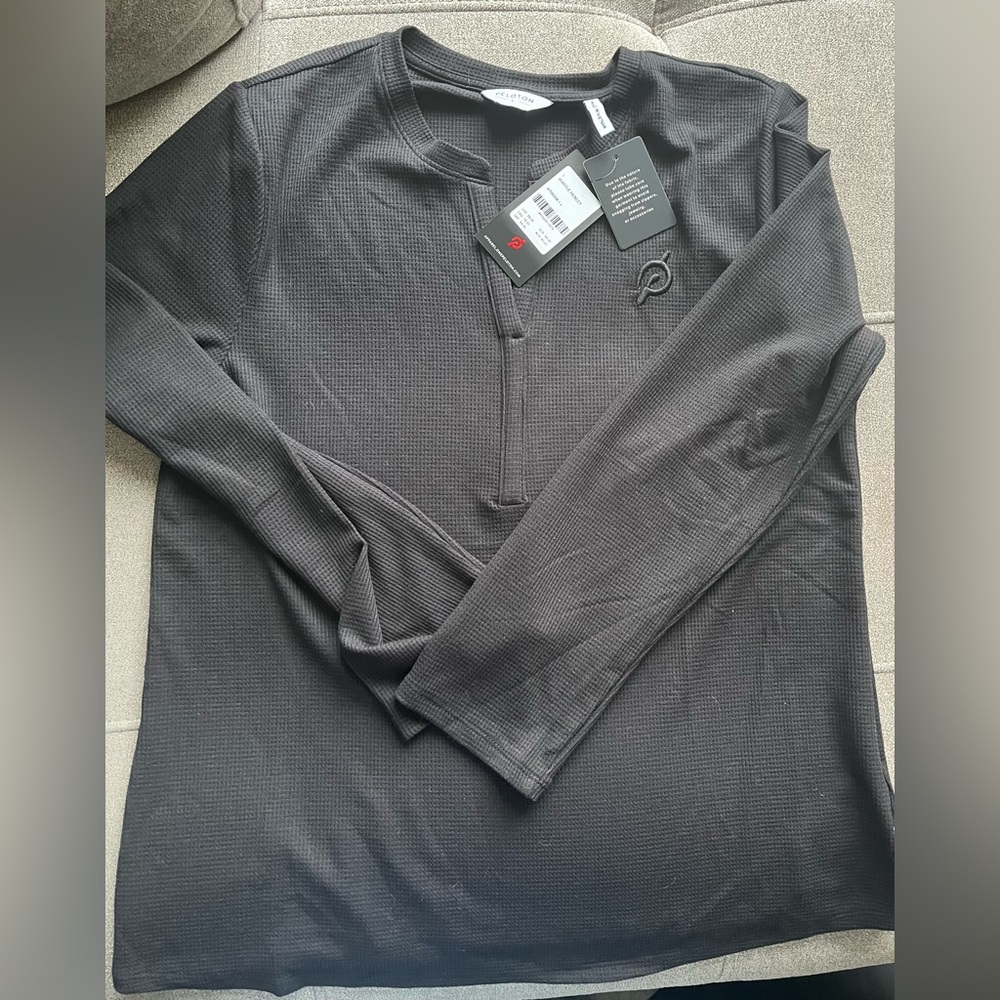 Peloton Black Long Sleeve Henley Top